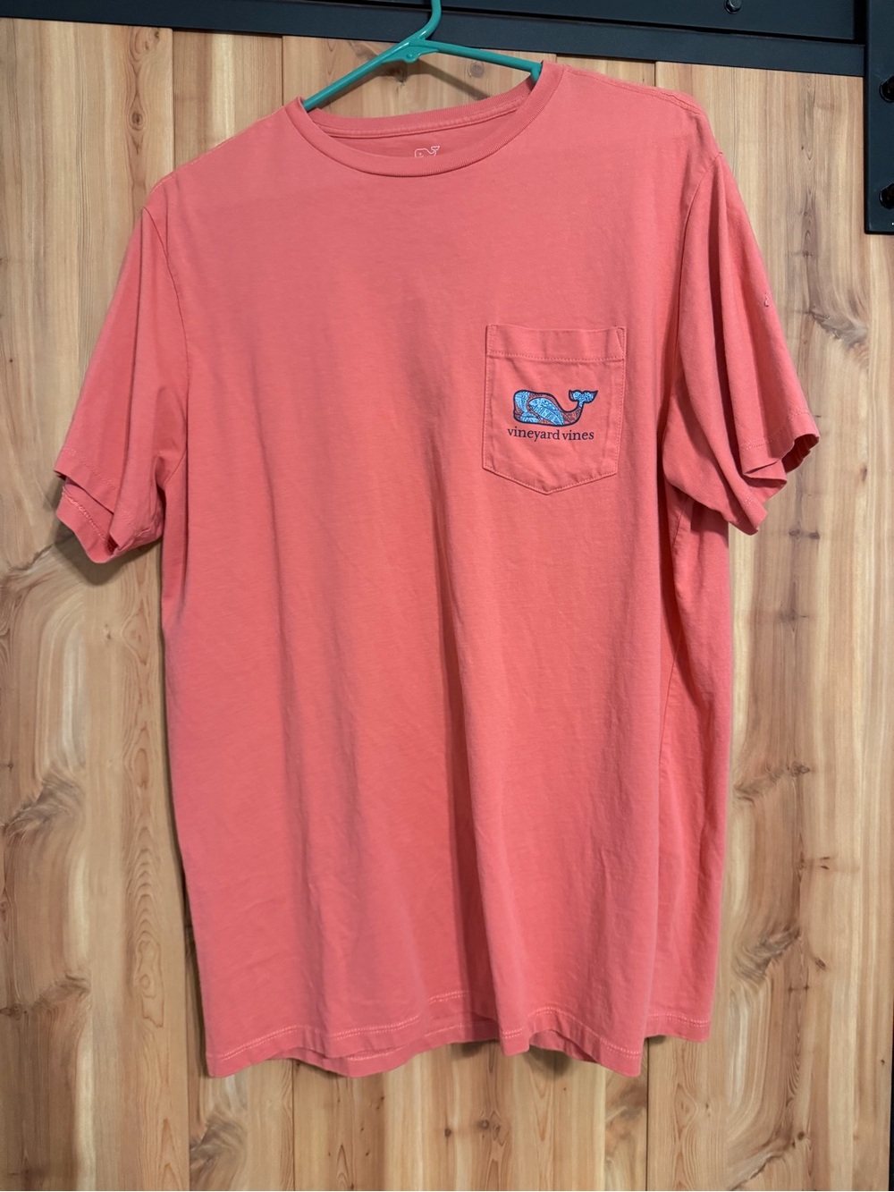 Vineyard Vines Coral Pocket Tee with Whale Logo